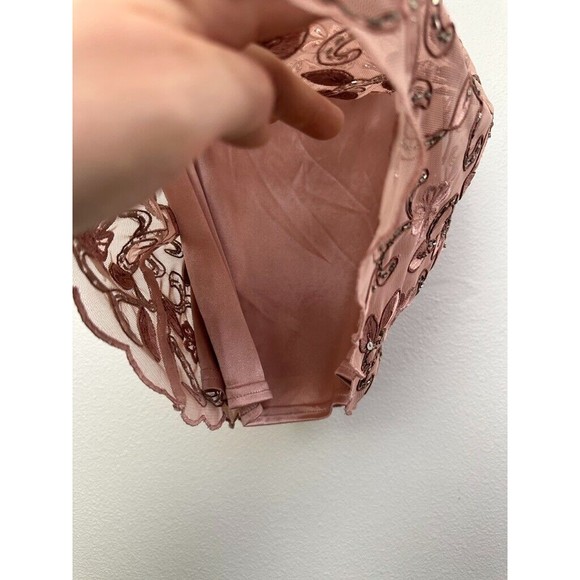 Sue Wong Nocturne Women's Beaded Mini Dress Pink Size 4 Scalloped Lined V-Neck - Picture 6 of 10